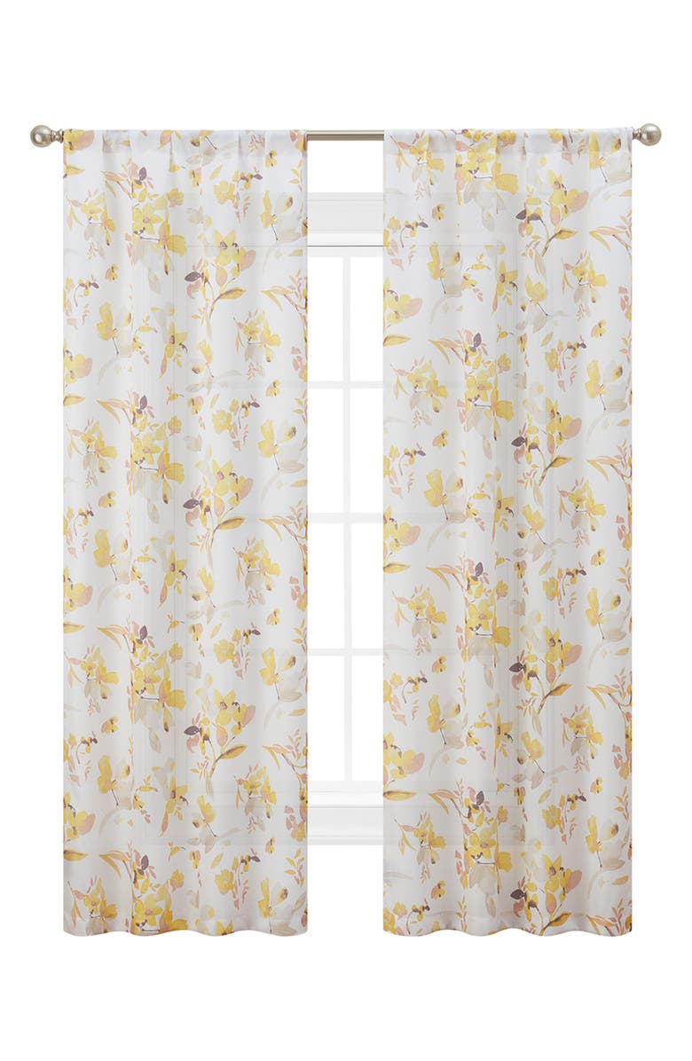 Lucky Brand Watercolor Floral Set of 2 Curtain Panels, Main, color, 