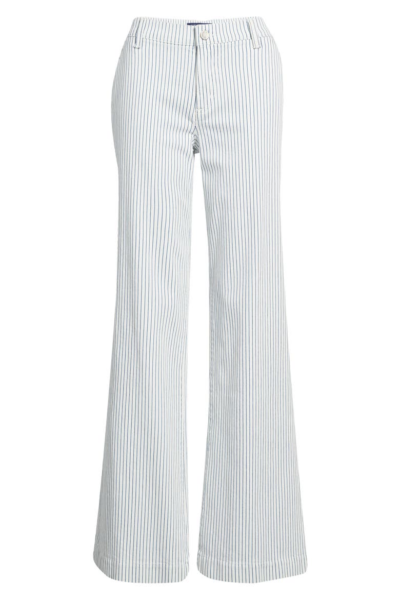 Keren High Waist Stripe Wide Leg Stretch Cotton Pants, Alternate, color, IVORY MULTI