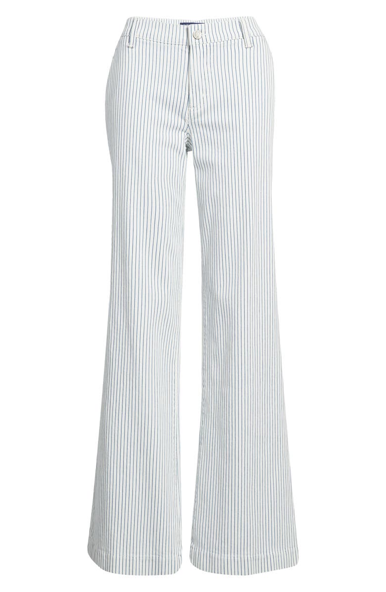 KOBI HALPERIN Keren High Waist Stripe Wide Leg Stretch Cotton Pants, Alternate, color, Ivory Multi