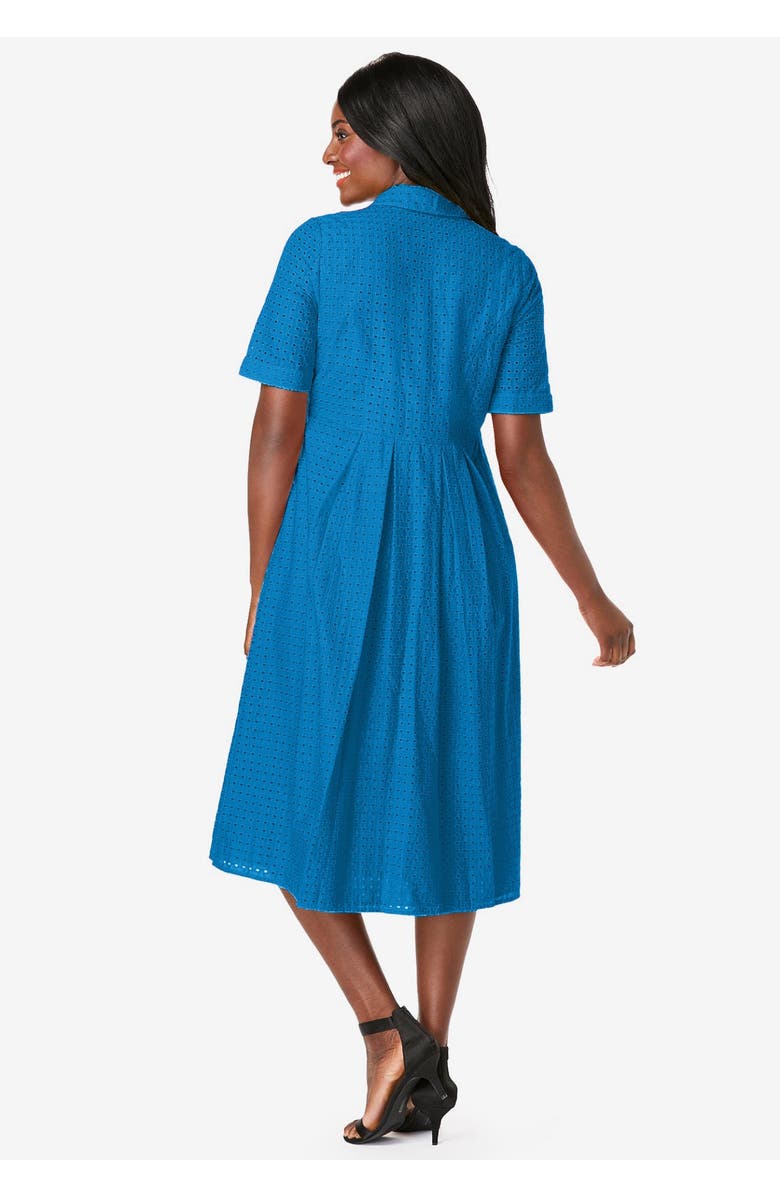 Jessica London Eyelet Shirt Dress, Alternate, color, Deep Dusk