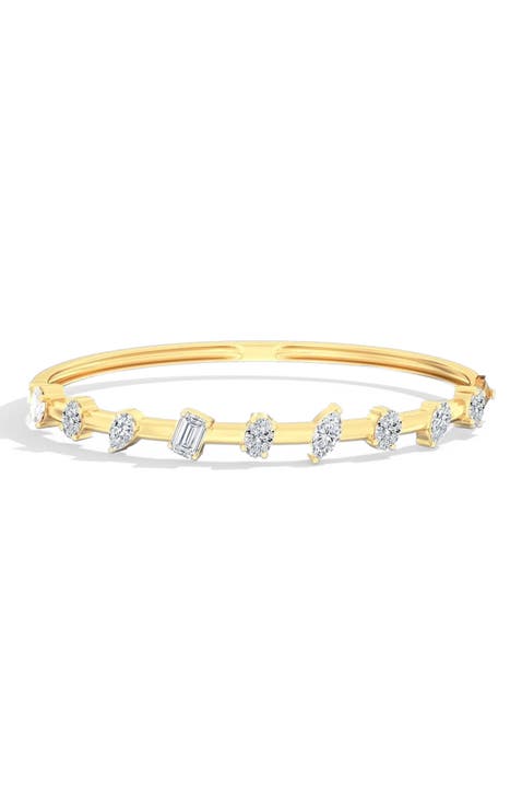 Spaced Multi-Shape Lab Diamond Bangle in 14K Gold