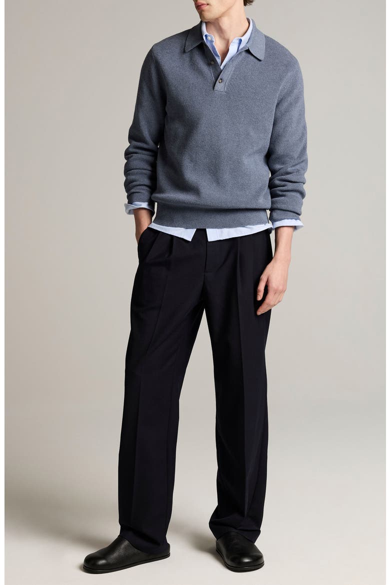 Heirloom Shaker Long Sleeve Polo Sweater, Alternate, color, LATE EVENING