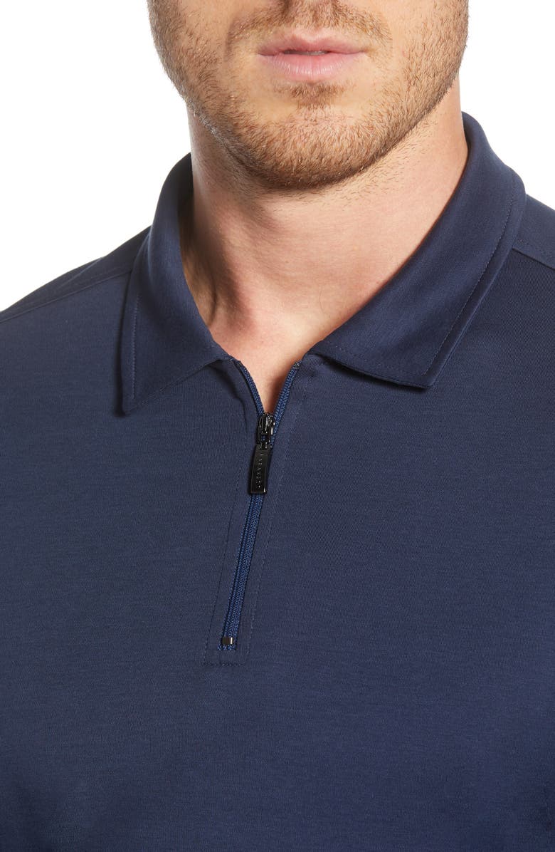 Robert Barakett Georgia Long Sleeve Zip Polo, Alternate, color, Blue Night