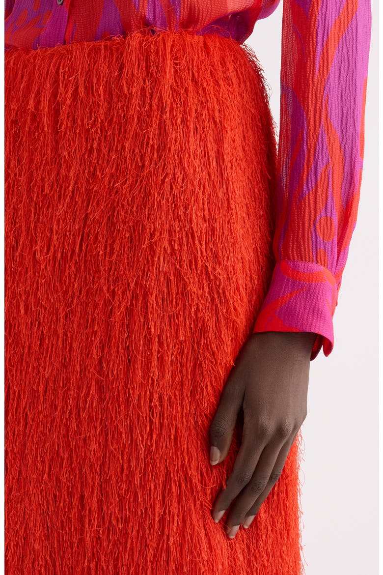 Sonka Tris Fringe Midi Skirt, Alternate, color, RED