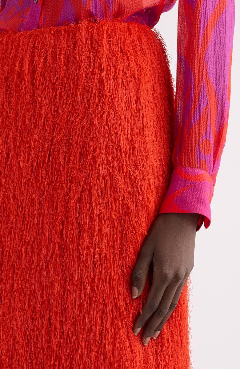 Dries Van Noten Sonka Tris Fringe Midi Skirt, Alternate, color, Red