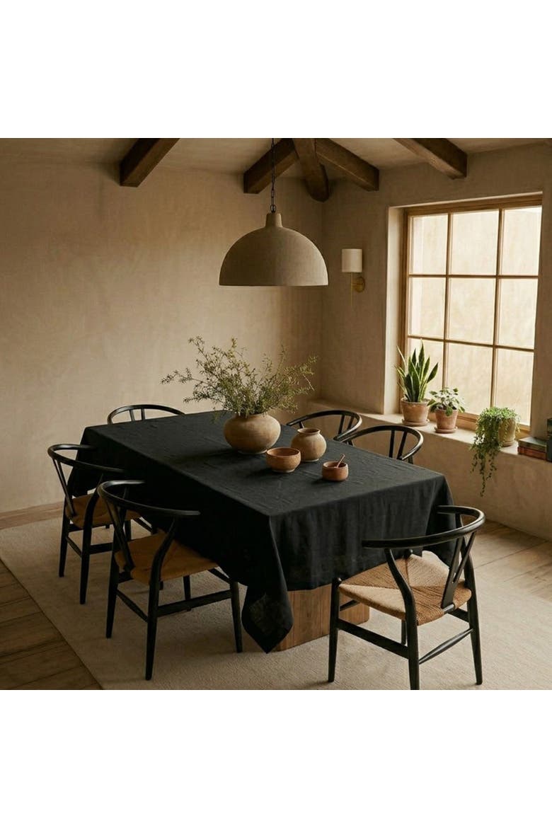 Linen Tablecloth - Diana, Alternate, color, Black