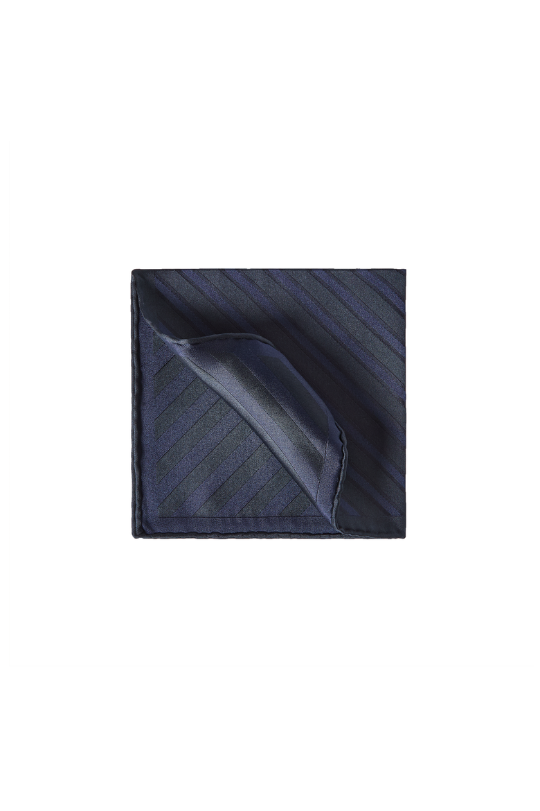 Regimental stripe silk pocket square, Alternate, color, Navy Blue