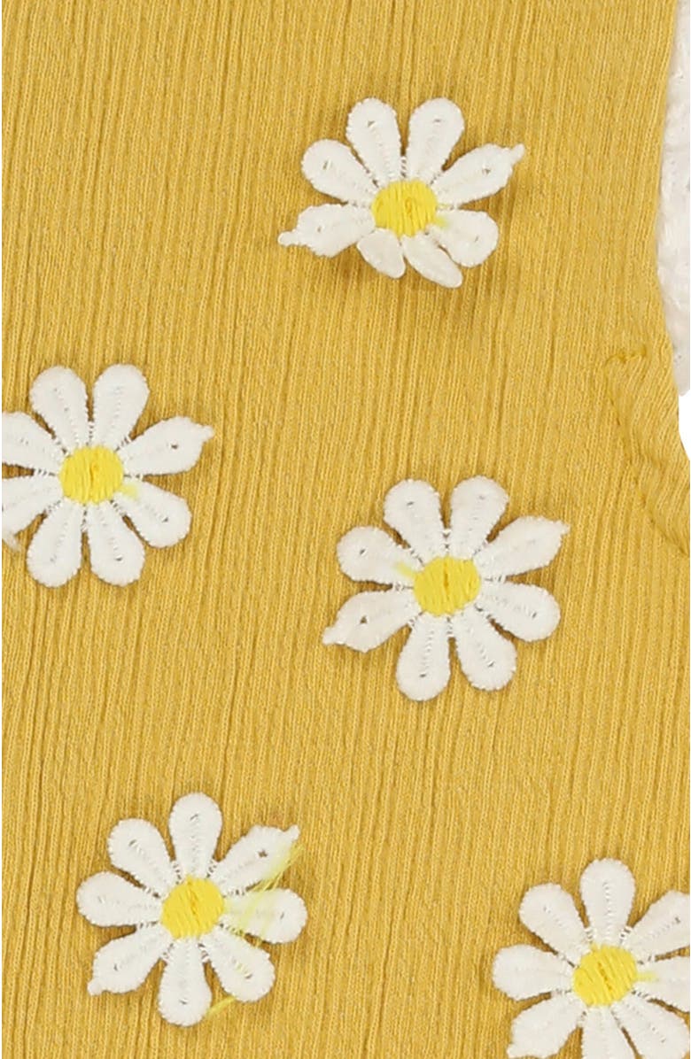 Lilly + Sid Organic Cotton Floral Applique Onsie, Alternate, color, Yellow