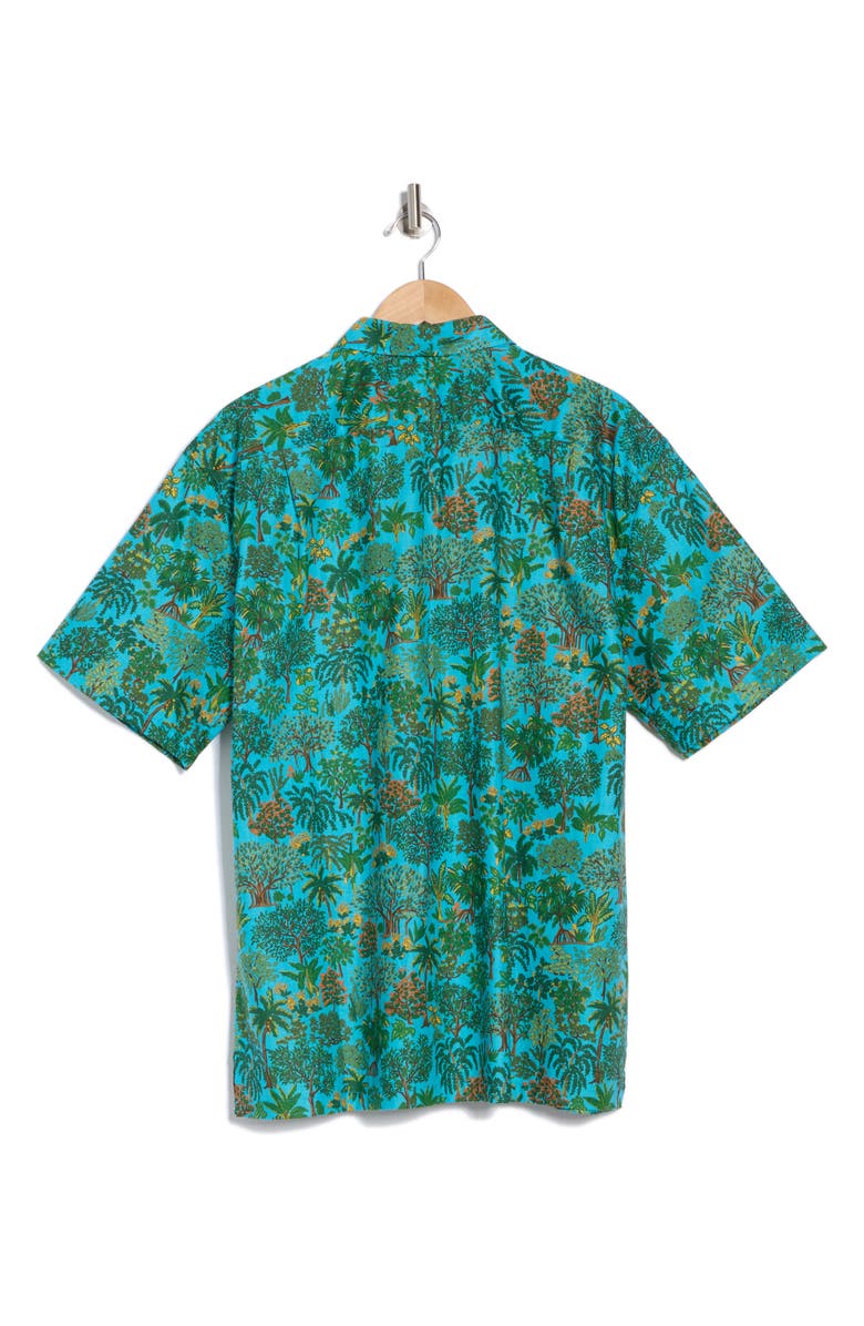 Tori Richard Trees of Hawaii Short Sleeve Button-Up Shirt, Alternate, color, Pacific Blue