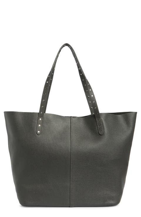 Stud Pebbled Leather Tote Bag