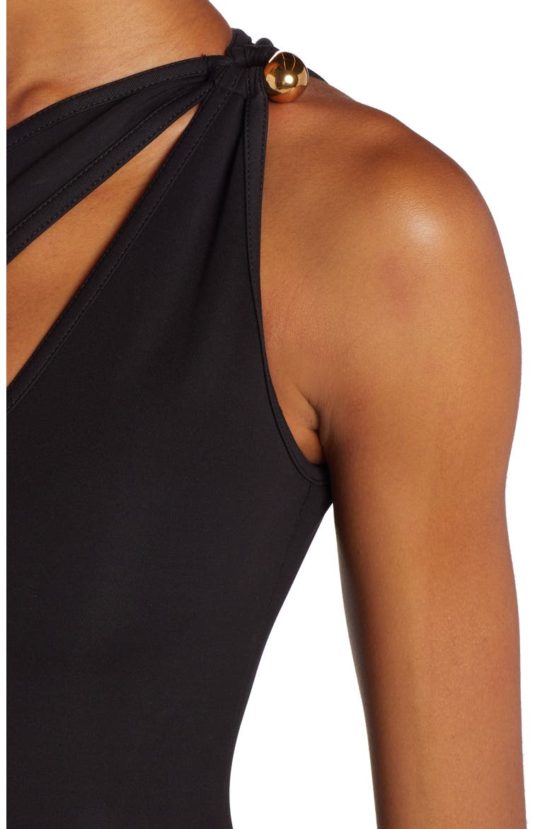 Cutout One-Shoulder One-Piece Swimsuit, Alternate, color, BLACK