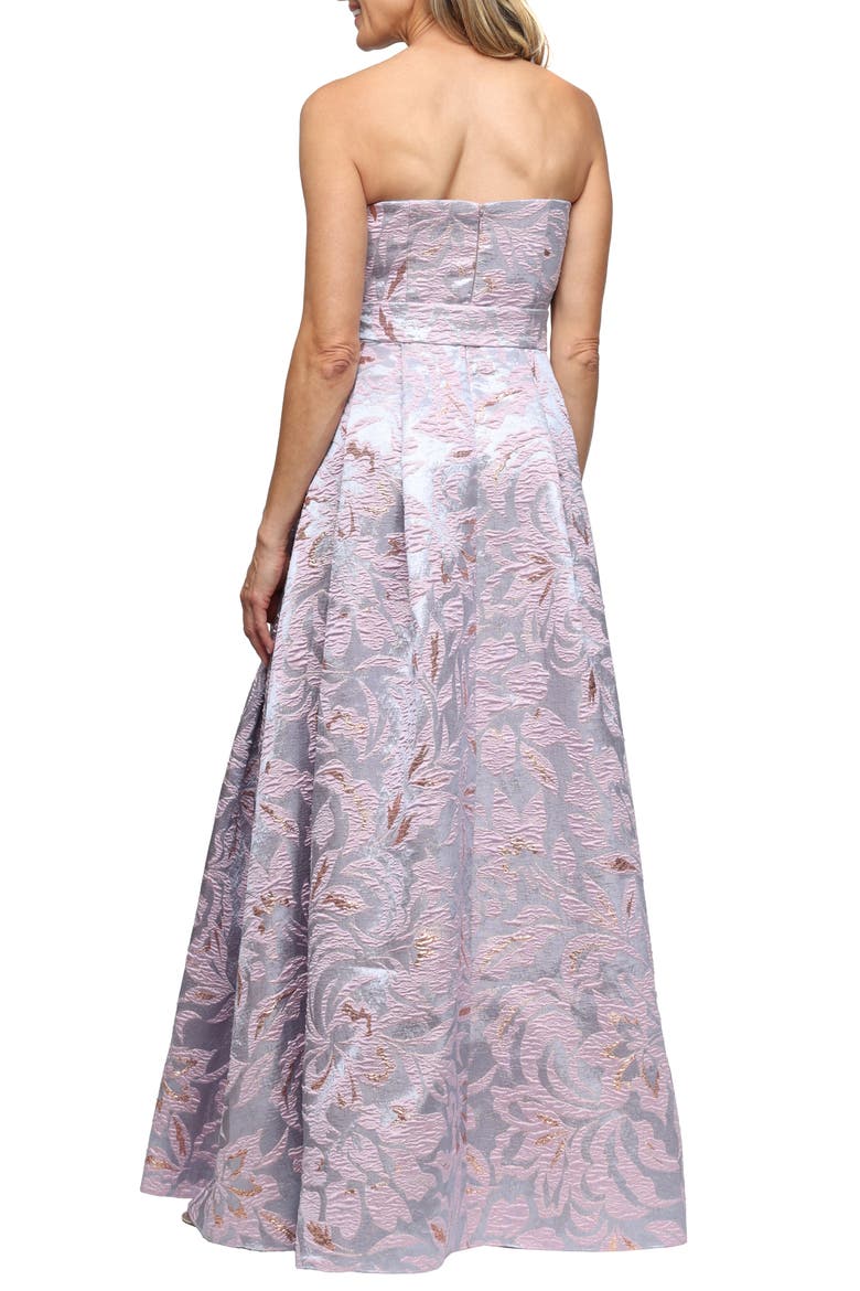 Floral Print Metallic Jacquard Gown, Alternate, color, LILAC MULTI