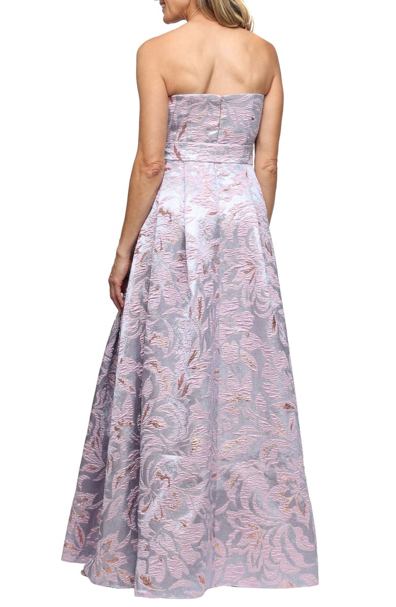 Alex Evenings Floral Print Metallic Jacquard Gown, Alternate, color, Lilac Multi