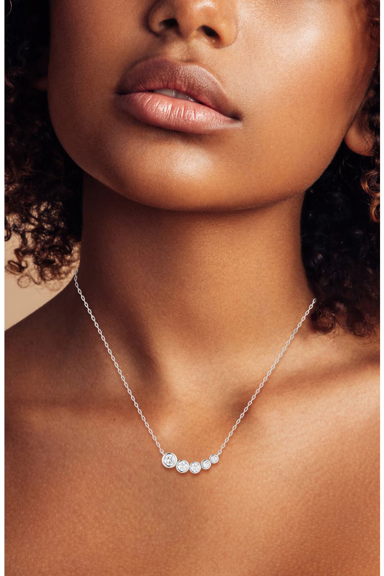 Bezel Graduated Cubic Zirconia Necklace, Alternate, color, SILVER