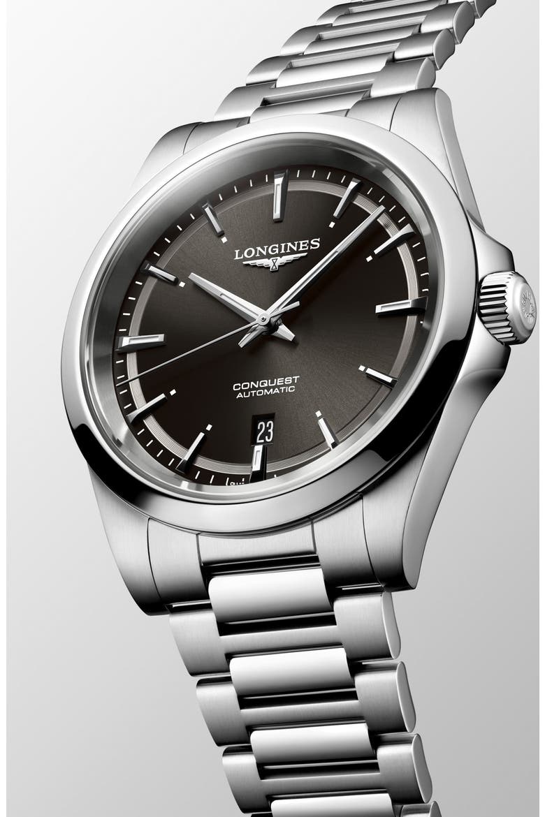 Conquest Bracelet Watch, 41mm, Alternate, color, BLACK