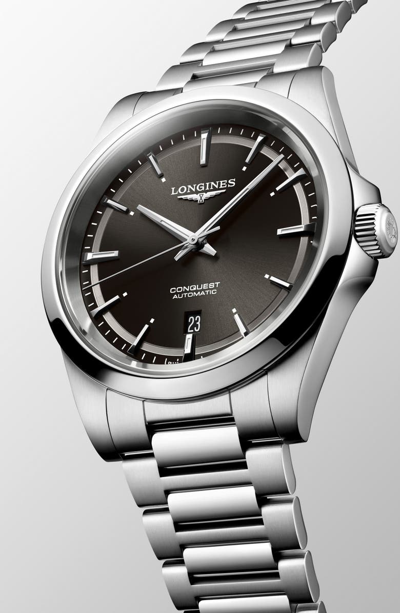 Longines Conquest Bracelet Watch, 41mm, Alternate, color, Stainless/ Black