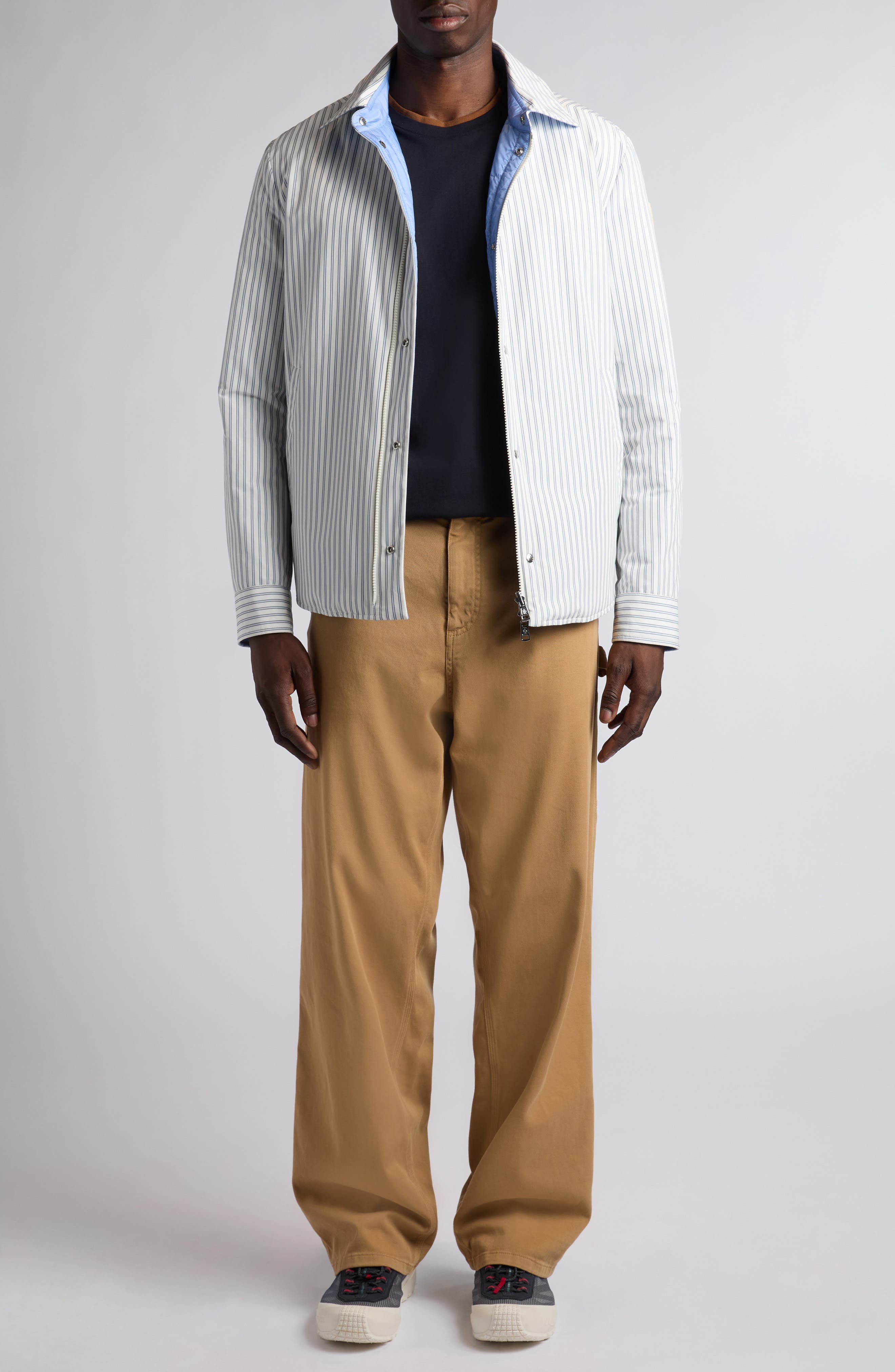 Crescent Padded Stripe Zip Shirt Jacket - image 2
