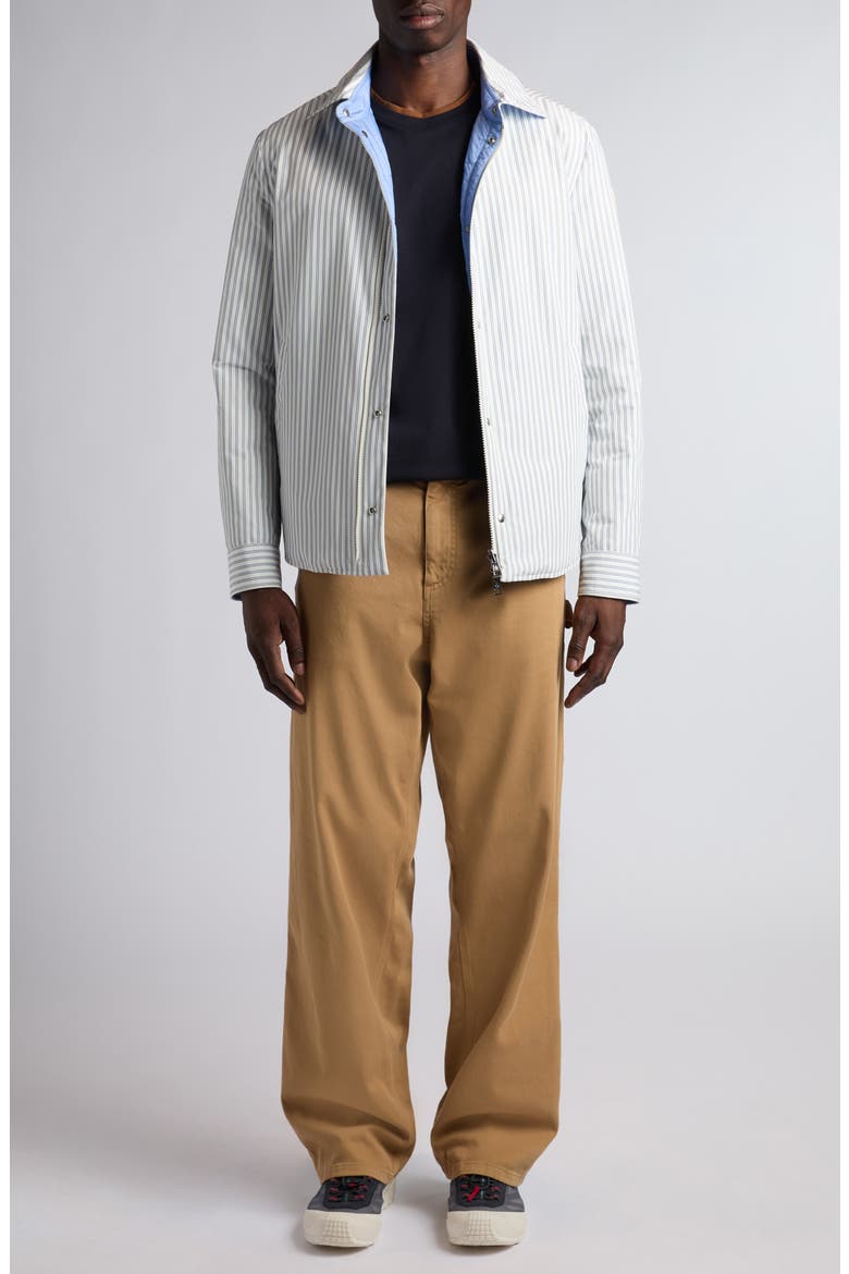 Crescent Padded Stripe Zip Shirt Jacket, Alternate, color, WHITE