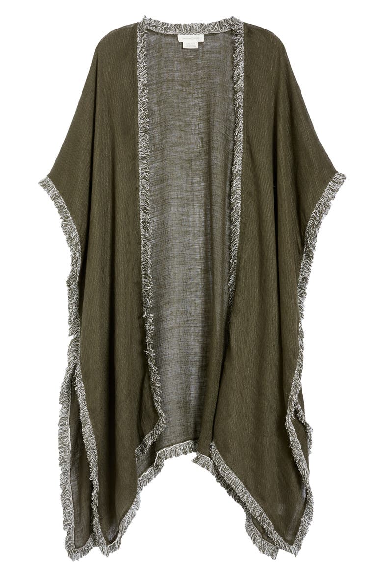 Fringe Trim Ruana, Main, color, OLIVE SARMA