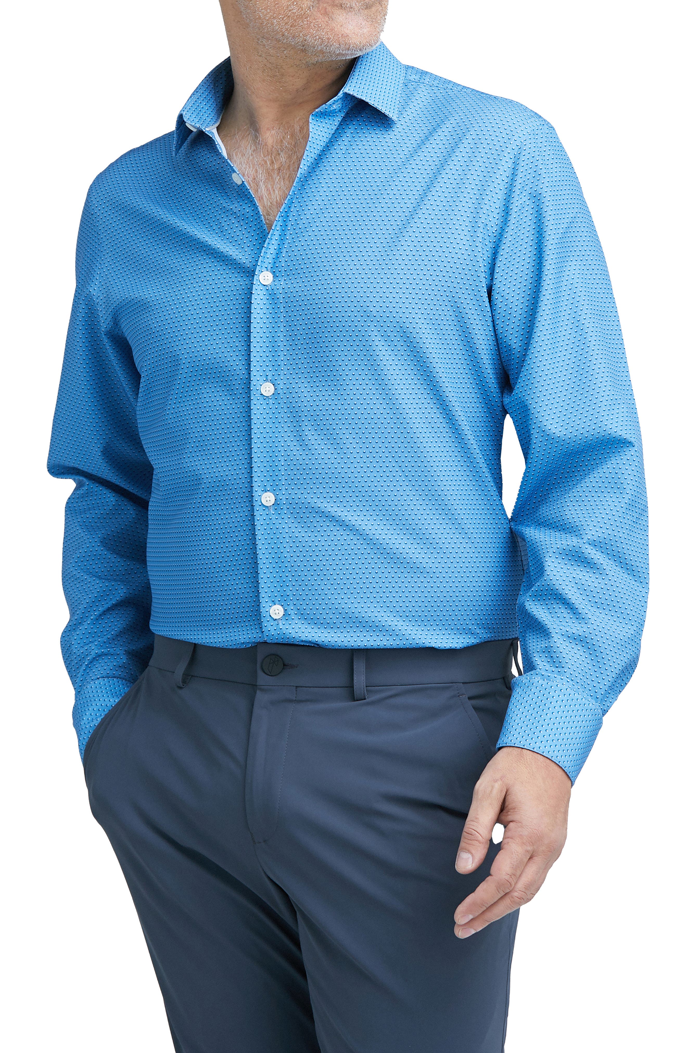 STATE OF MATTER The Phoenix Woven Dress Shirt in Medium Blue 