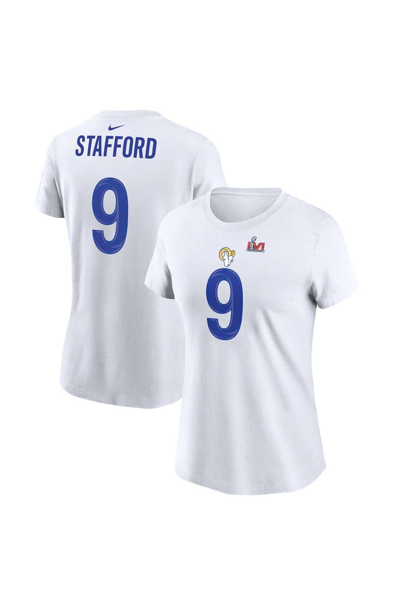 Nike Women's Nike Matthew Stafford White Los Angeles Rams Super Bowl LVI Name & Number T-Shirt, Main, color, 