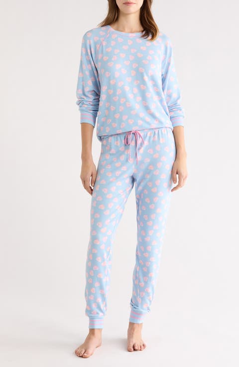 Peachy Heart Print Jersey Pajamas