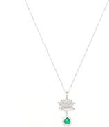 Seven Saints Aura Cleansing Lotus Necklace with Green Agate in White Rhodium | Seen in Vanity Fair UK