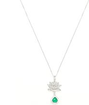 Seven Saints Aura Cleansing Lotus Necklace with Green Agate in White Rhodium | Seen in Vanity Fair UK