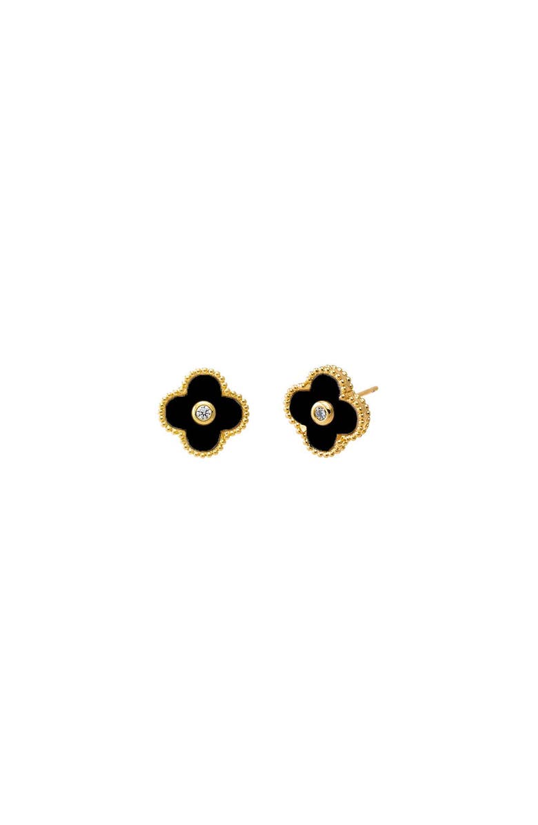 BY ADINA EDEN CZ Bezel Colored Stone Clover Stud Earring, Main, color, 