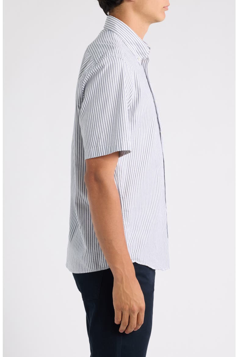 Liam Regular Fit Pinstripe Short Sleeve Button-Down Shirt, Alternate, color, OPEN BLUE