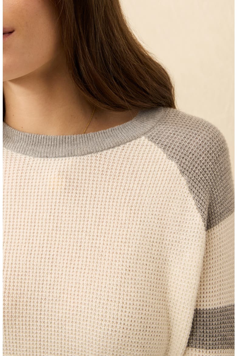 Throwback Stripe Organic Cotton & Cashmere Sweater, Alternate, color, LAKE MIST