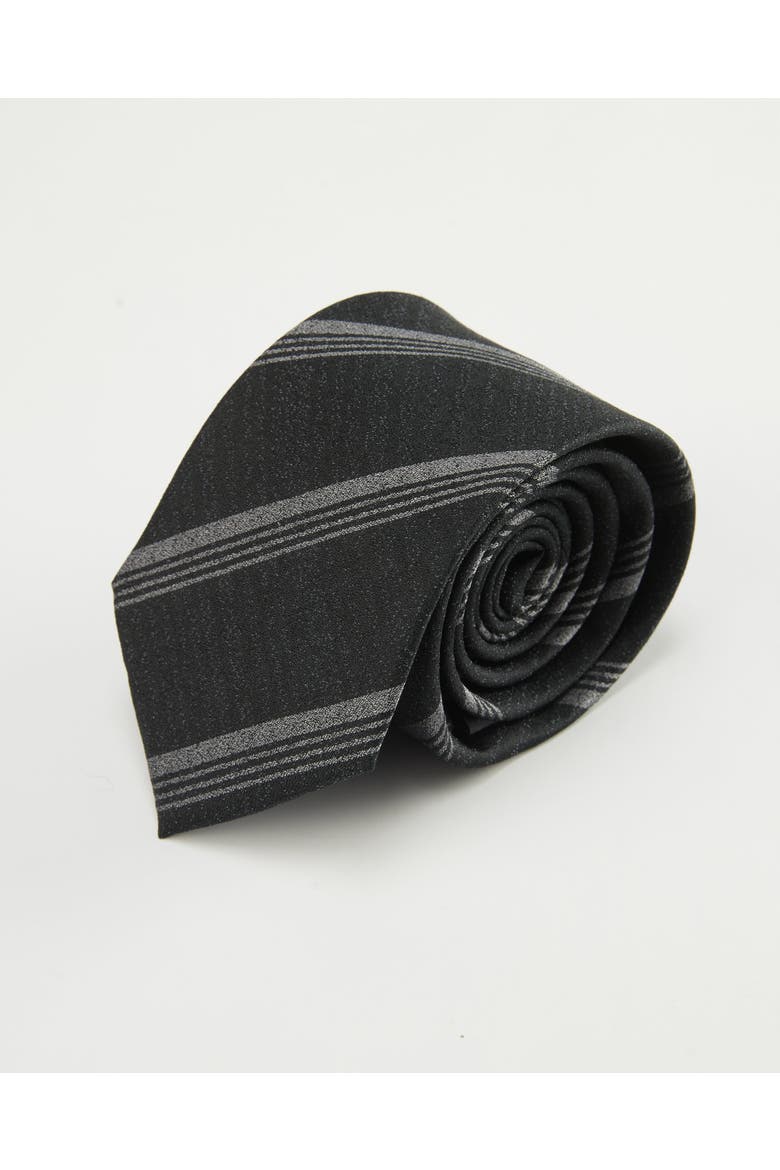 Triple-Striped Silk Jacquard Tie, Main, color, Charcoal
