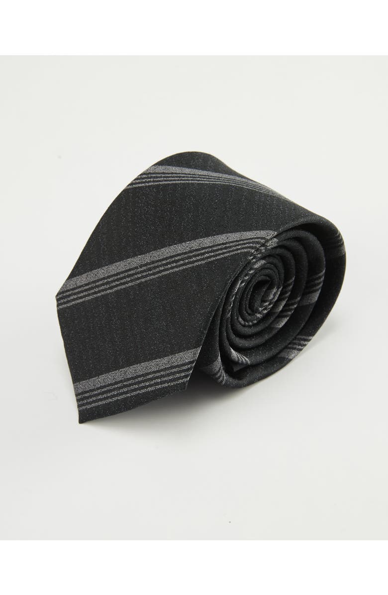 Knottery & Co Triple-Striped Silk Jacquard Tie, Main, color, Charcoal