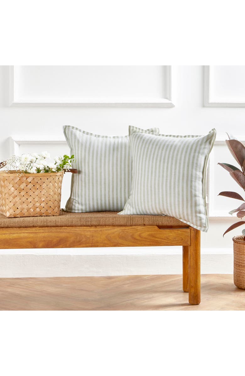 Solino Home Linen Pillow Cover - Santa Barbara, Alternate, color, Sage And White