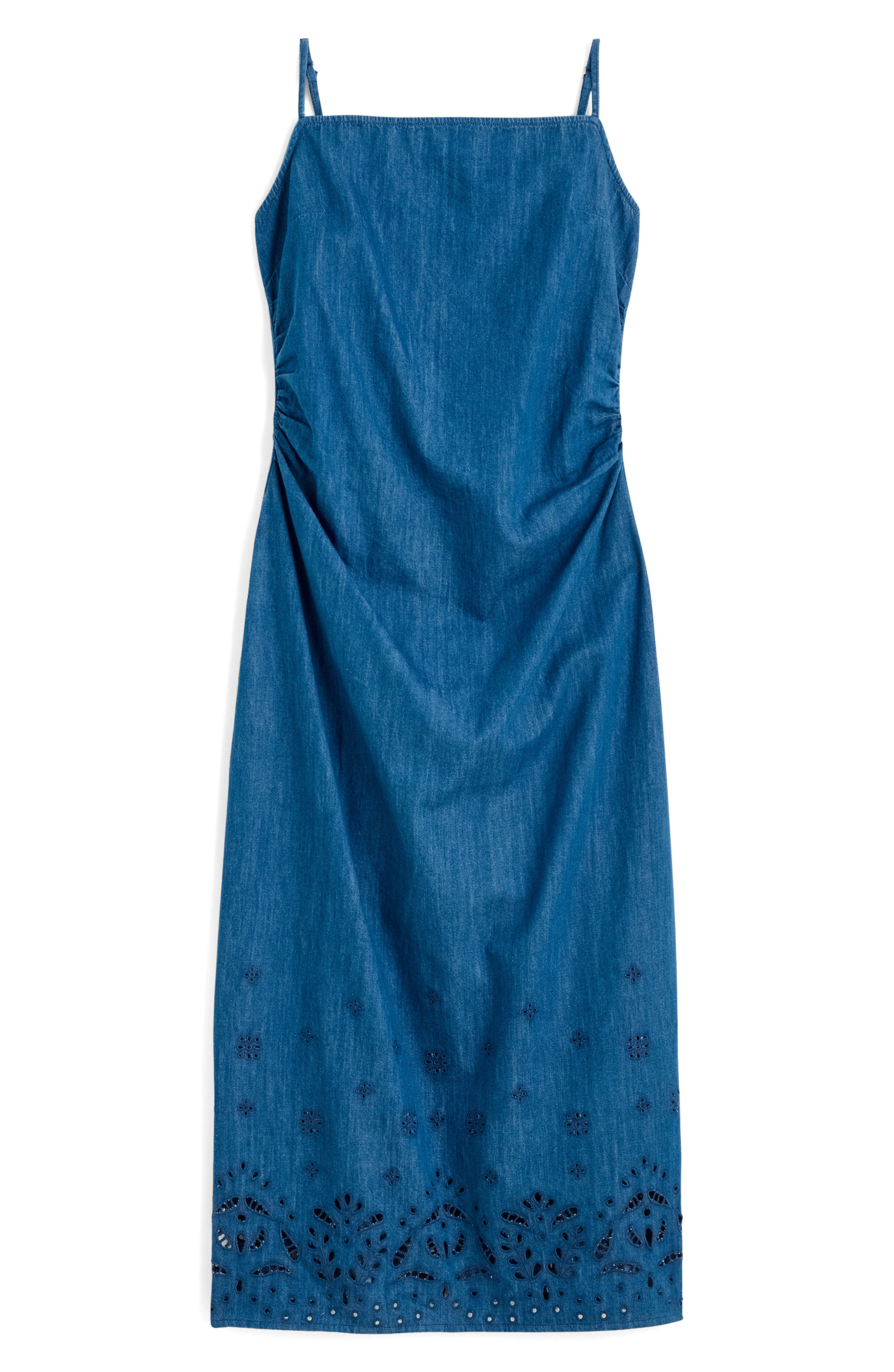 madewell denim button front dress Women's Eyelet Midi in Clairmont Wash - Size 14 Disney The Little Mermaid 60-70% Midi length Size:9½ Puff sleeve