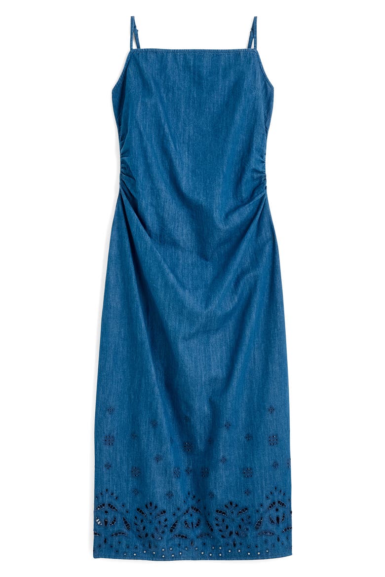 Juliana Eyelet Denim Midi Dress, Alternate, color, CLAIRMONT WASH