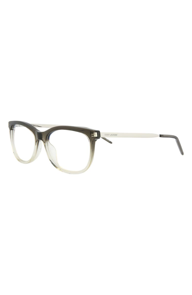 Saint Laurent 53mm Oval Optical Glasses, Alternate, color, Grey Silver Transparent