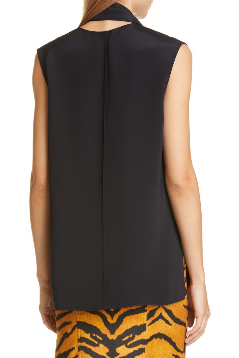 Scarf Neck Crepe Blouse, Alternate, color, BLACK