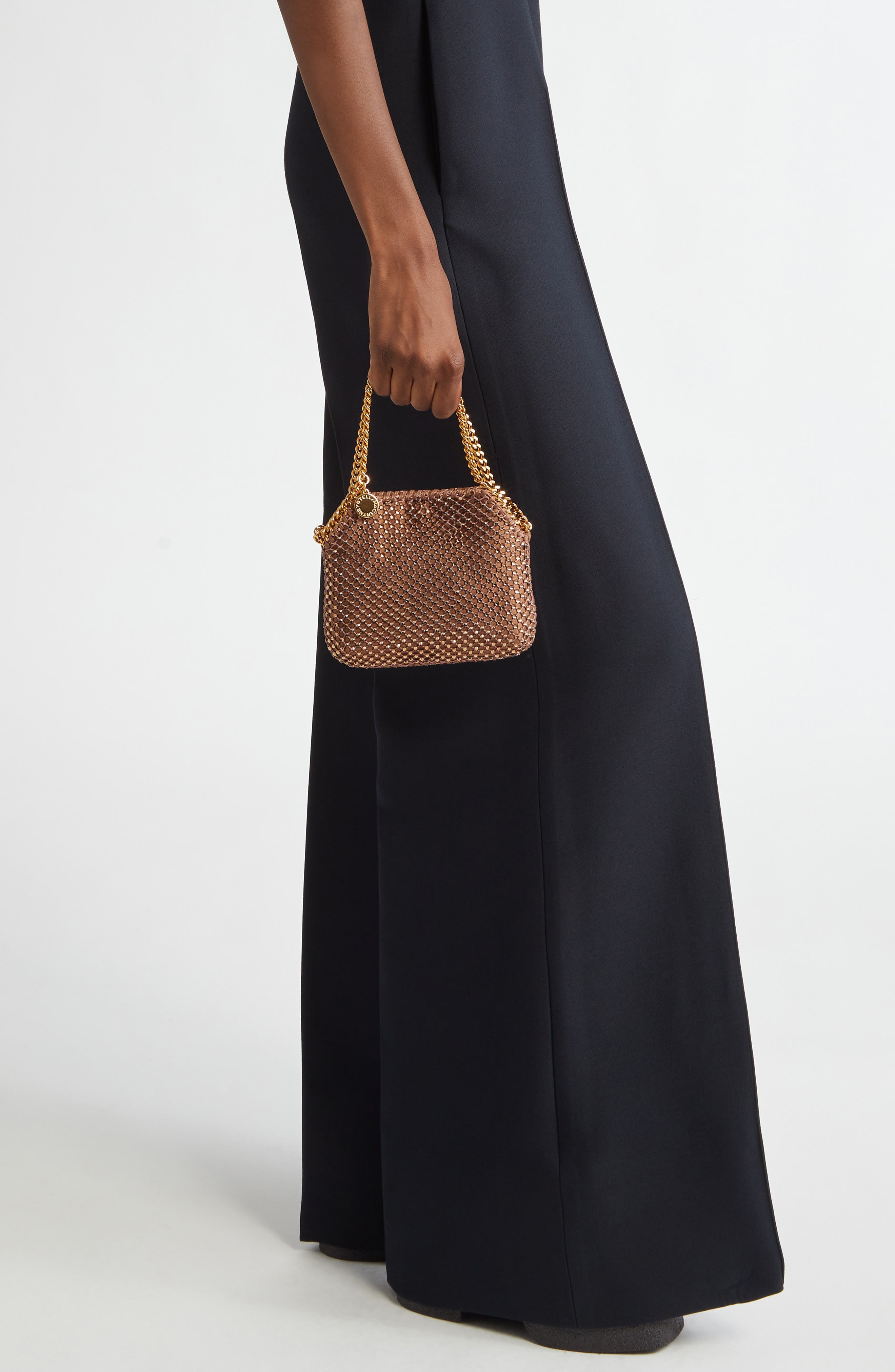 Stella McCartney Mini Falabella Crystal Mesh Crossbody Bag, Alternate, color, 