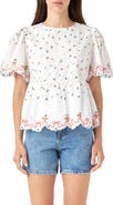 English Factory Floral Embroidered Scallop Top