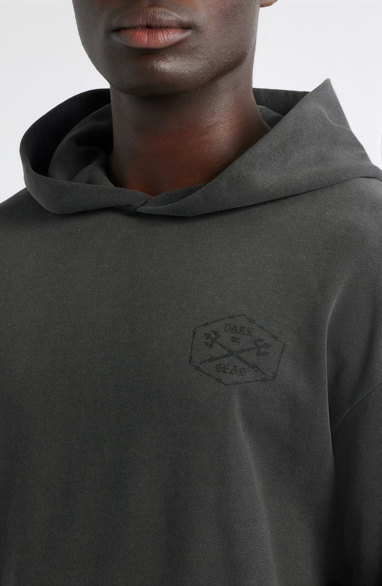 DARK SEAS Fence Line Fleece Graphic Hoodie, Alternate, color, Pigment Black