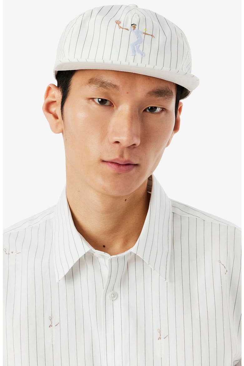 Stripe Jacquard Print Button-Up Shirt, Alternate, color, FLOUR