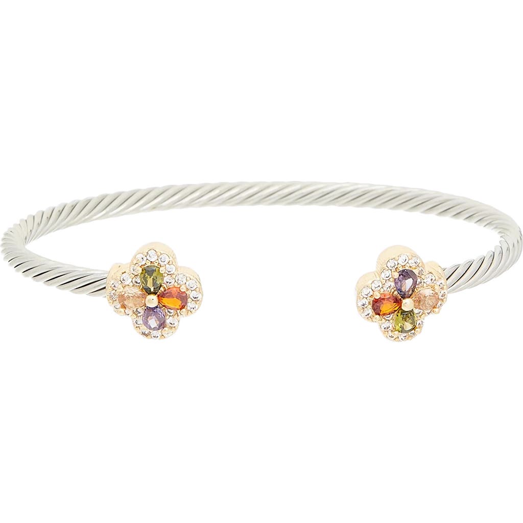 Juvell Cubic Zirconia Textured Cuff Bracelet In Multi