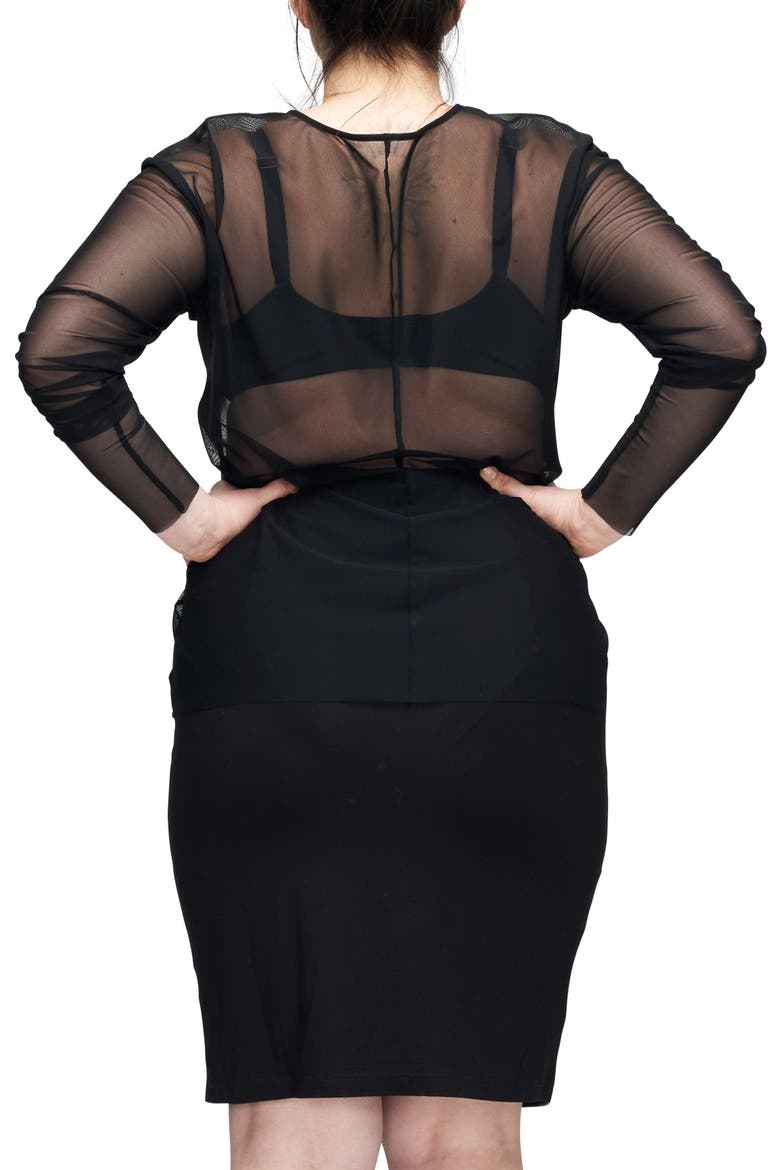 Thames Fog Sheer Mesh Top, Alternate, color, BLACK