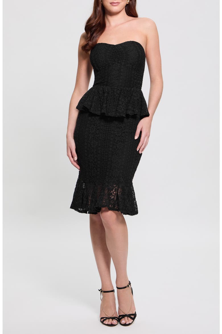 Strapless Harley Ruffle Dress, Main, color, JET BLACK