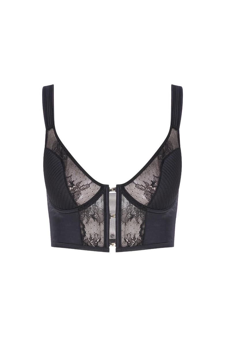 Estelle Lace Satin Bustier, Main, color, Black