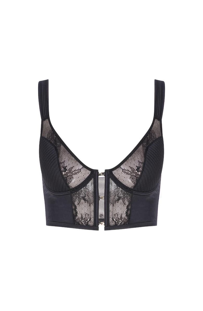 House Of Silk Estelle Lace Satin Bustier, Main, color, Black