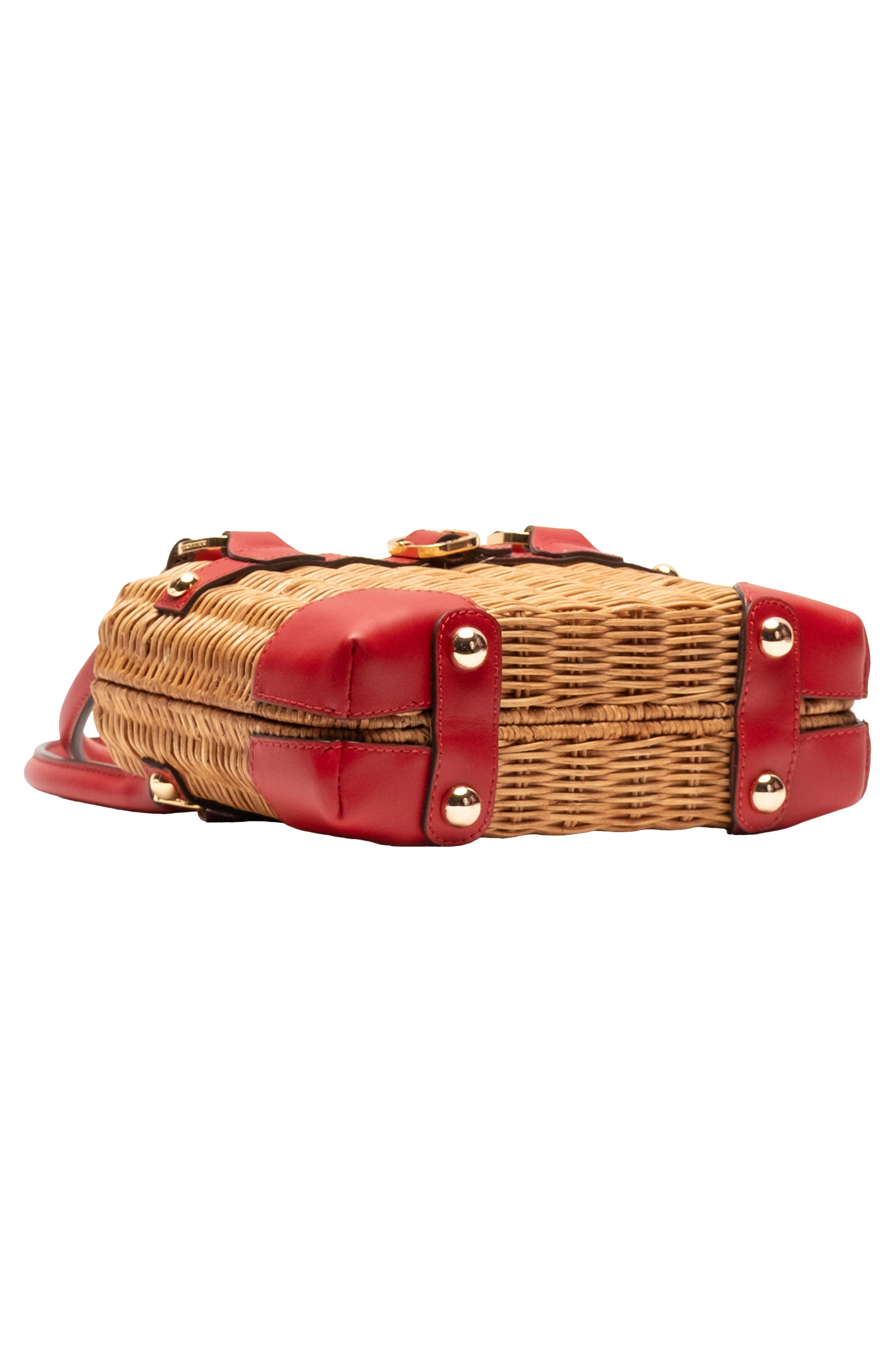 Lady Basket Wicker Handheld Bag, Alternate, color, RED