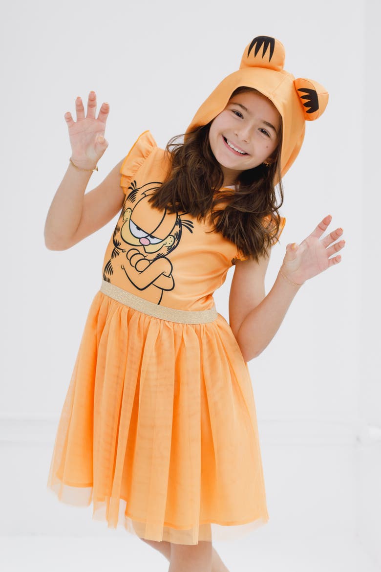 Sleeveless Hooded Dress, Alternate, color, Garfield Orange