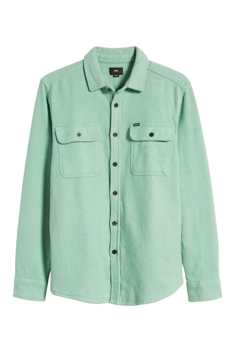 Outpost Button-Up Chunky Flannel Shirt, Alternate, color, SAGE